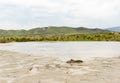 Photo in the area of Ã¢â¬â¹Ã¢â¬â¹muddy volcanoes in Buzau, Romania, showing the gray lava of an erupting volcano